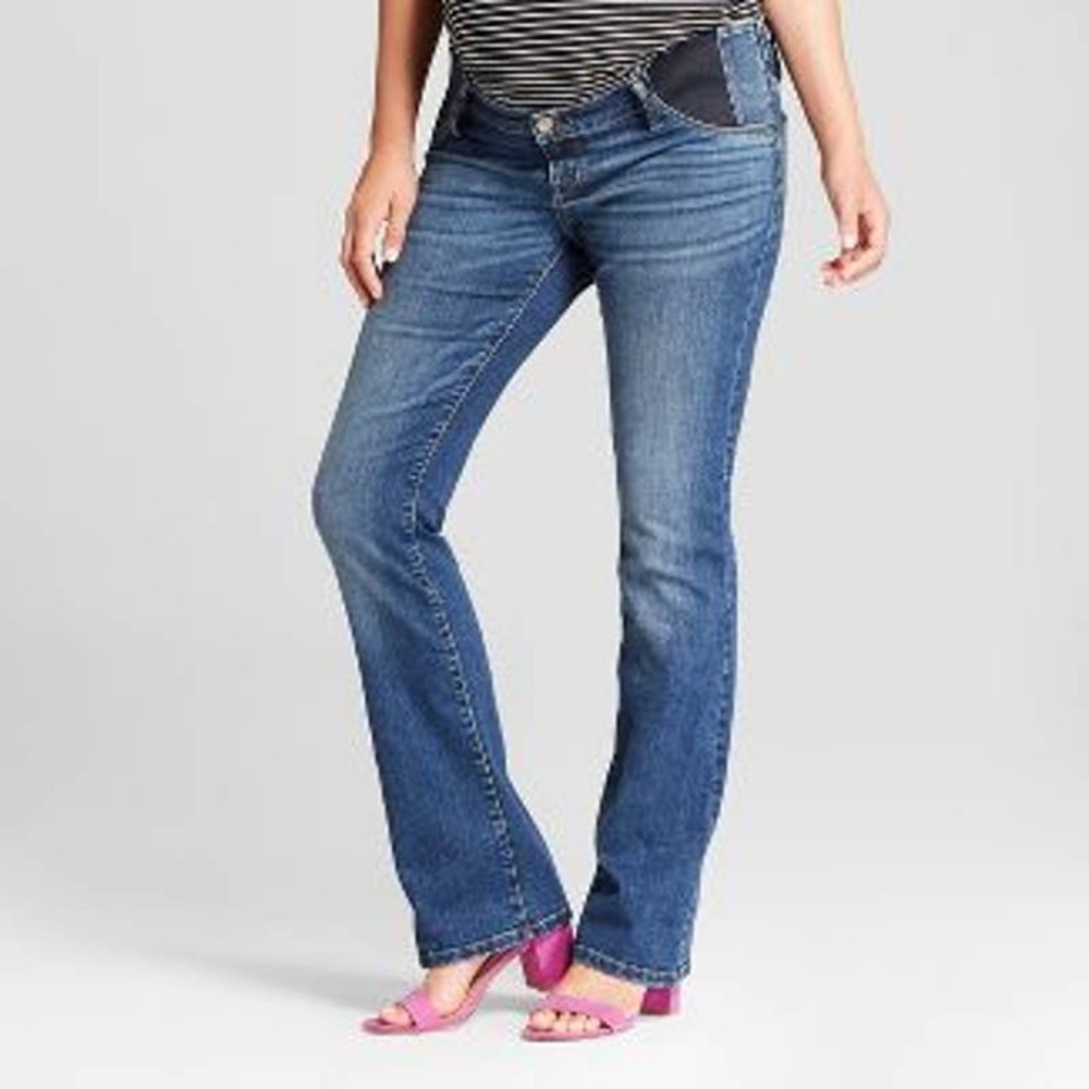 Isabel Maternity Jeans Skinny Bootcut Underbelly Zip Fly Dark Wash 8R